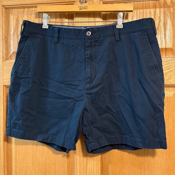 Classic Fit NAUTICA Navy Blue Cotton Deck Shorts Men’s Size 38 Chino Flat Front - Picture 1 of 5